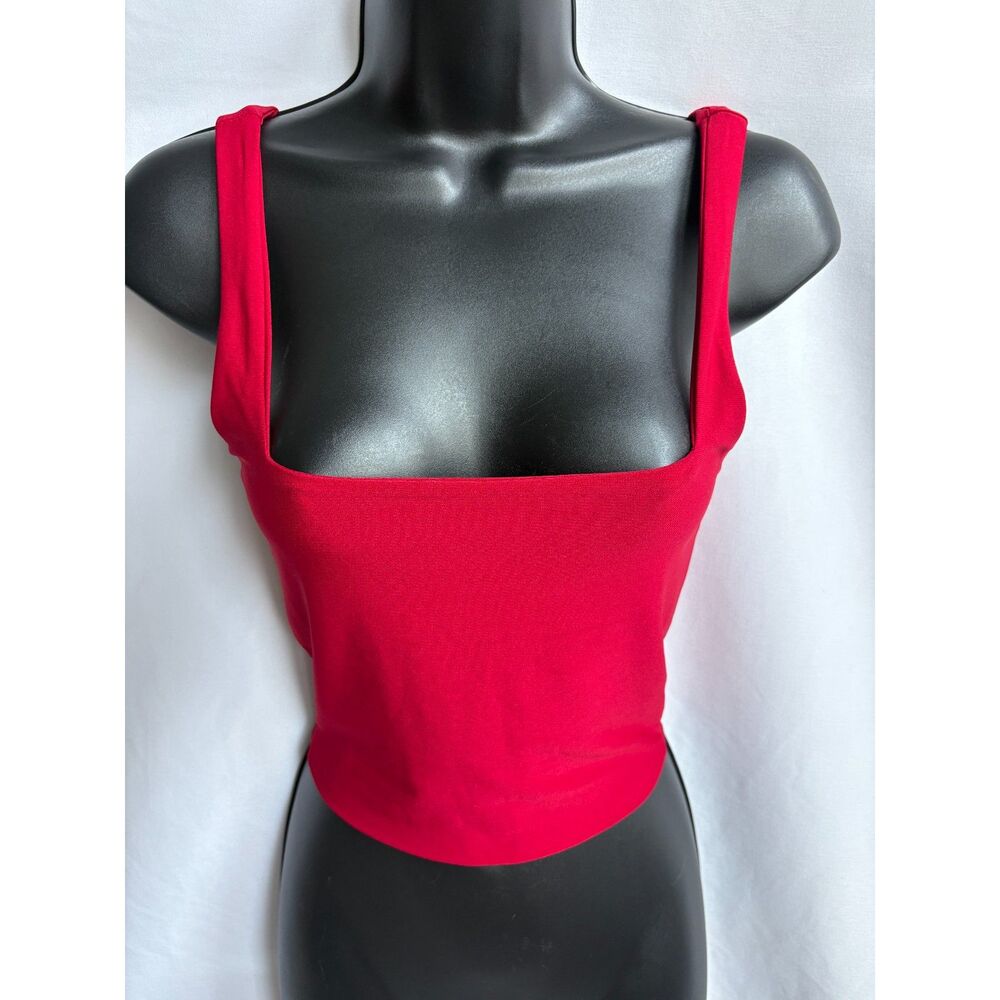 Better Be Cropped Red Square Neck Top Size S Classy Basics Essential Layering